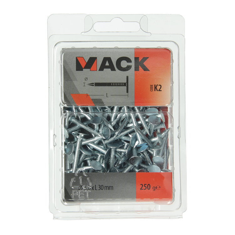 Mack 1017947 - clavo de esquisto de acero galvanizado 250 gr 3,0 x 30 mm | 5 piezas