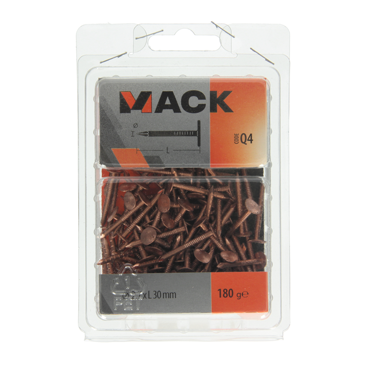 Mack 1019974 - clavo de esquisto cobre 180 gr 2,7 x 30 mm | 5 piezas
