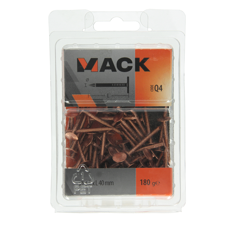 Mack 1019975 - clavo esquisto cobre 180 gr 3,0 x 40mm | 5 piezas