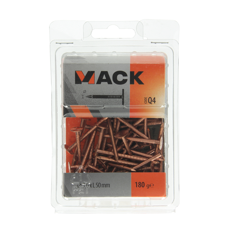 Mack 1019976 - clavo de esquisto cobre 180 gr 3,0 x 50 mm | 5 piezas