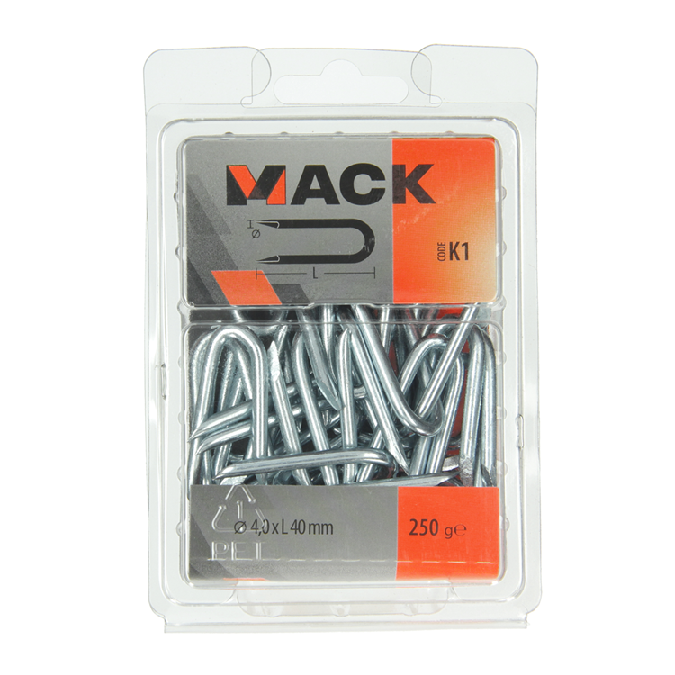 Mack 1017950 - grapa de acero galvanizado 250 gr 4,0 x 40 mm | 5 piezas