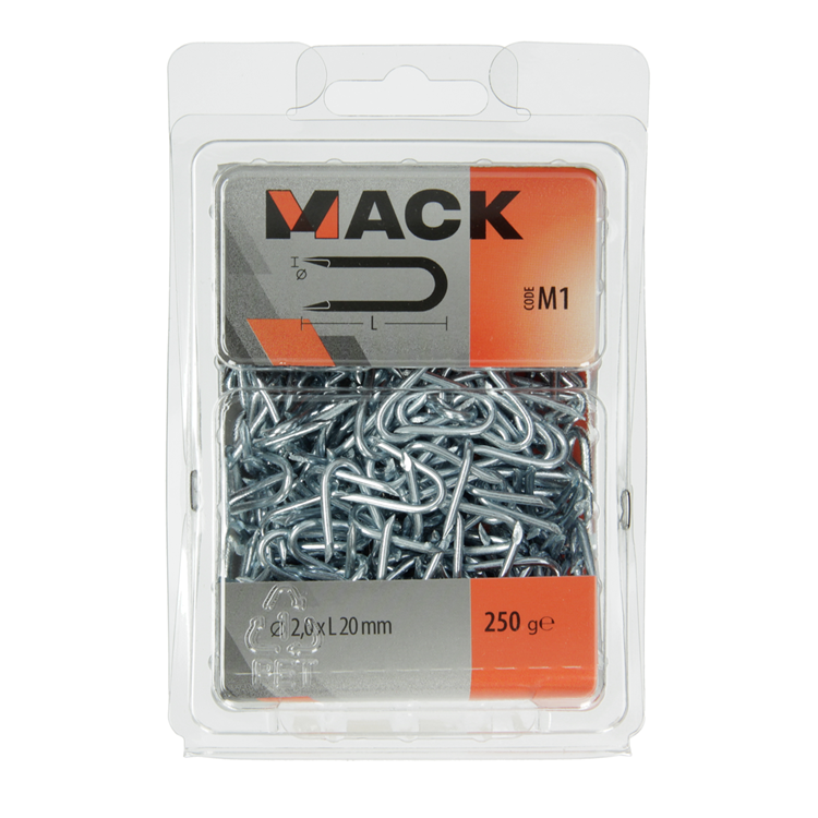 Mack 1017952 - grapa de acero galvanizado 250 gr 2,0 x 20 mm | 5 piezas