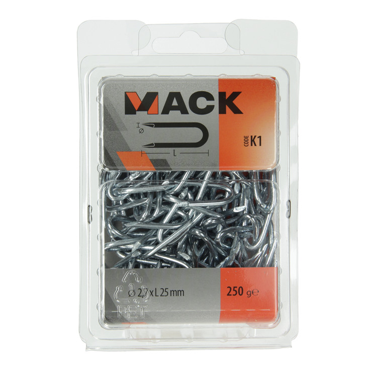 Mack 1017953 - grapa acero galvanizado 250 gr 2,7 x 25 mm | 5 piezas