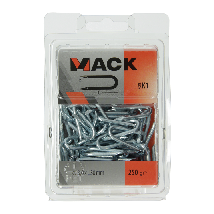 Mack 1017954 - grapa acero galvanizado 250 gr 3,0 x 30 mm | 5 piezas