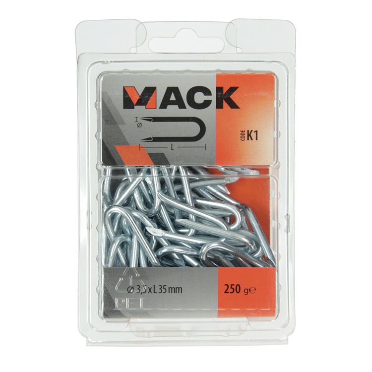 Mack 1017955 - grapa acero galvanizado 250 gr 3,5 x 35 mm | 5 piezas