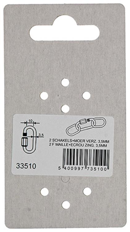 Mack 1008480 - 2 eslabones vacíos + tuerca 3,5mm galvanizada | 10 piezas