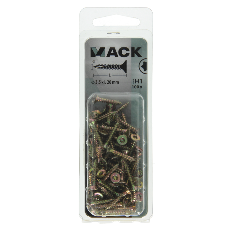 Mack 1018003 - spainplschr.vzkop-automontaje amarillo sat.100 piezas 3,5 x 20 mm | 5 piezas