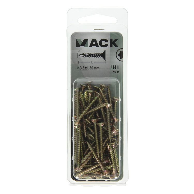 Mack 1018005 - spainplschr.vzkop-automontaje chapado en amarillo 75 piezas 3,5 x 30 mm | 5 piezas