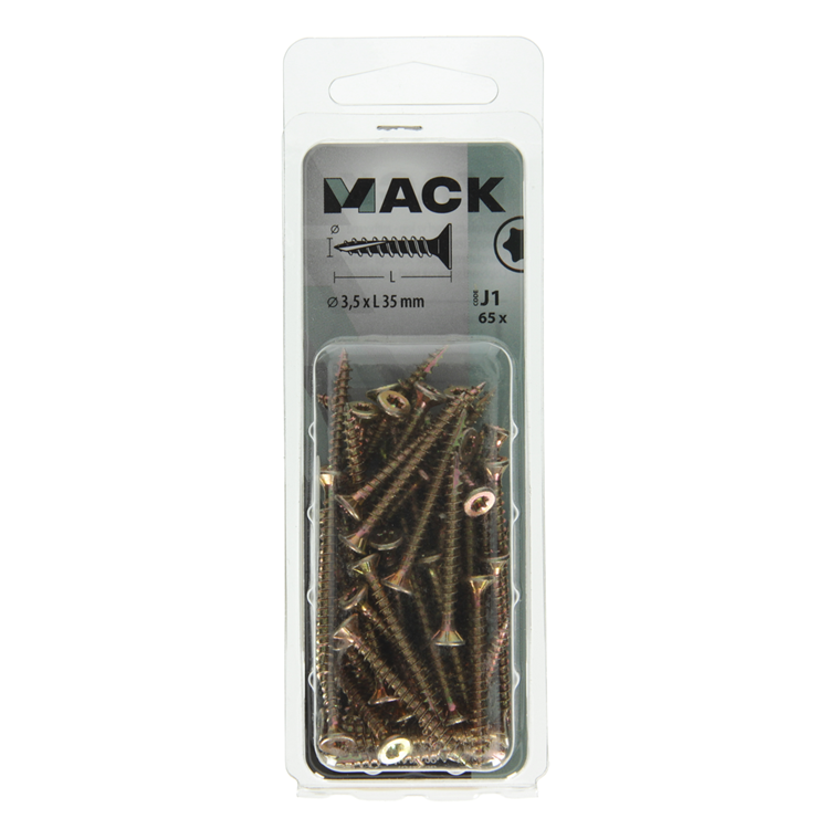 Mack 1018006 - spainplschr.vzkop-automontaje chapado en amarillo 65 piezas 3,5 x 35 mm | 5 piezas