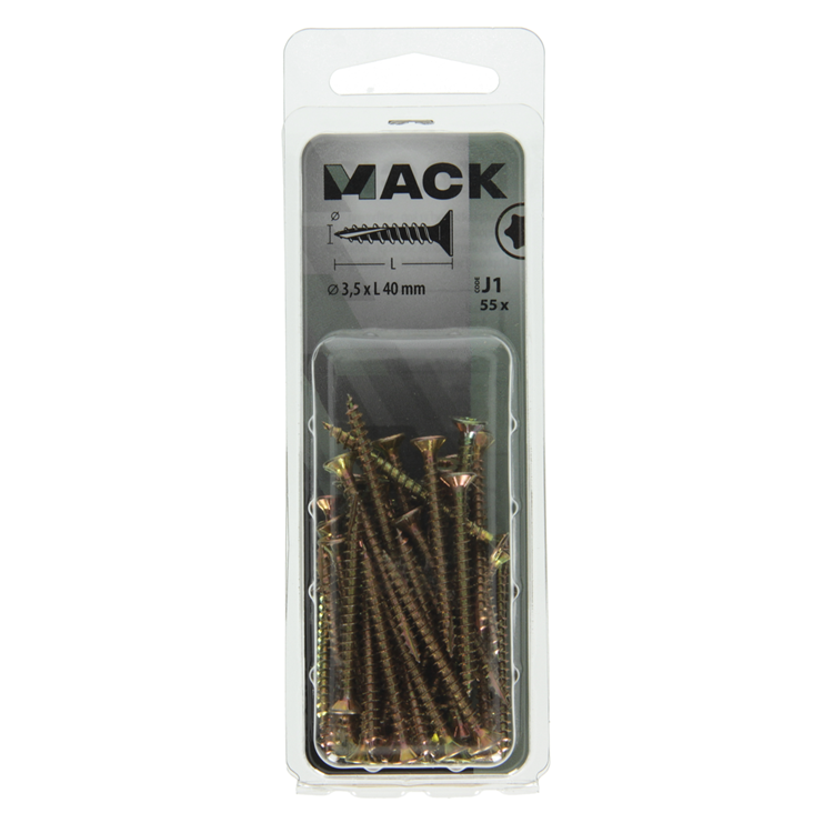 Mack 1018007 - spainplschr.vzkop-automontaje chapado en amarillo 55 piezas 3,5 x 40 mm | 5 piezas