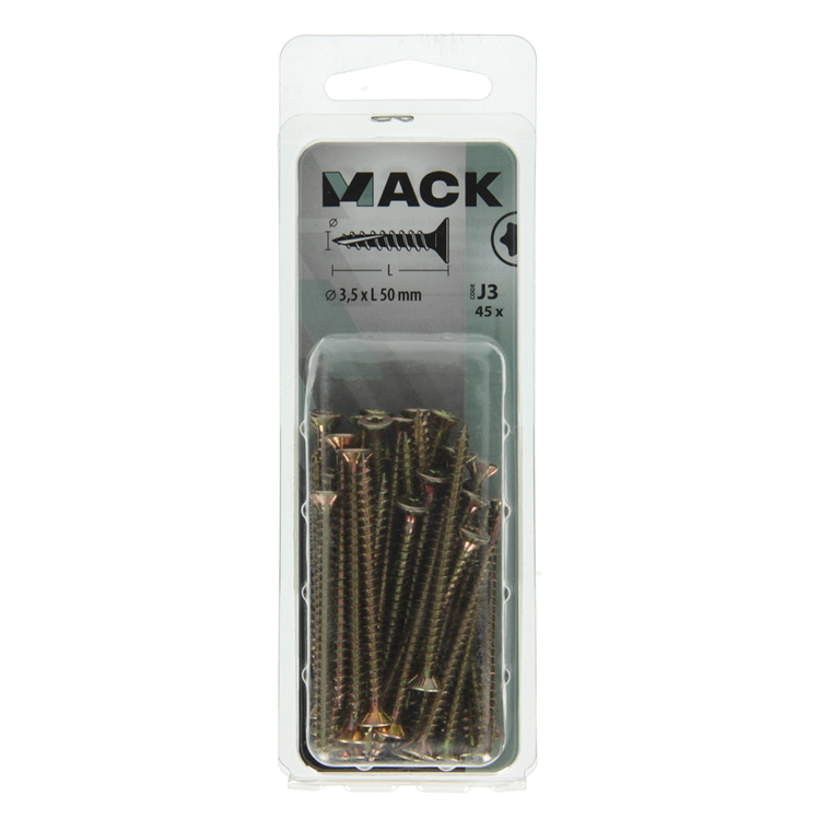 Mack 1018008 - spainplschr.vzkop-automontaje chapado en amarillo 45 piezas 3,5 x 50 mm | 5 piezas