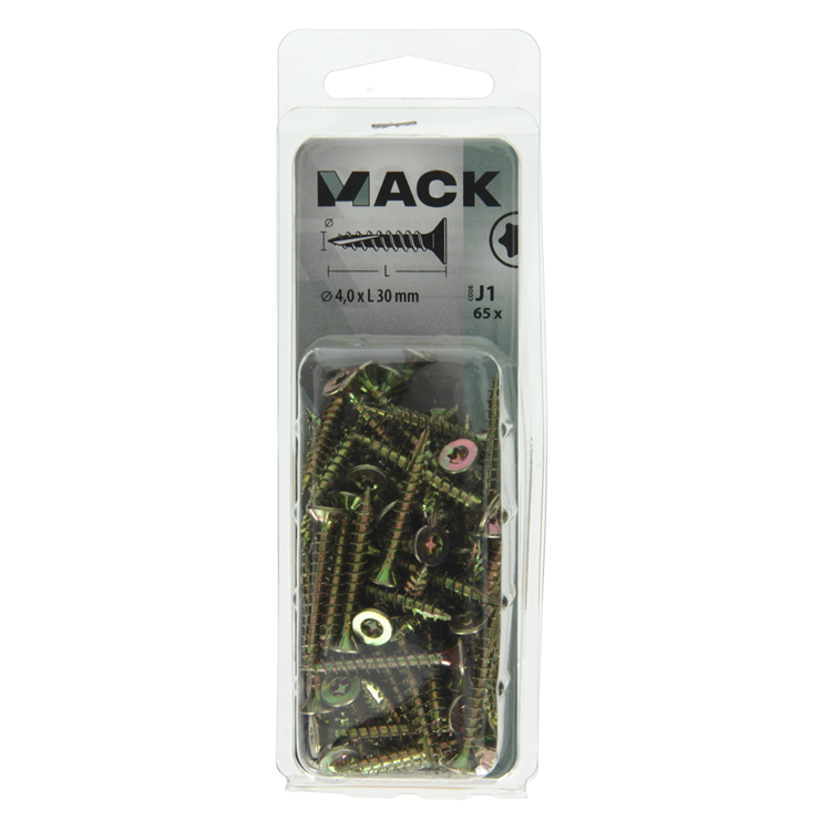 Mack 1018010 - spainplschr.vzkop-automontaje chapado en amarillo 65 piezas 4,0 x 30 mm | 5 piezas
