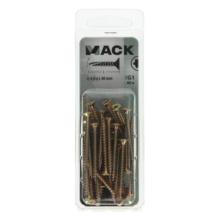 Mack 1018011 - spainplschr.vzkop-automontaje chapado en amarillo 40 piezas 4,0 x 40 mm | 5 piezas