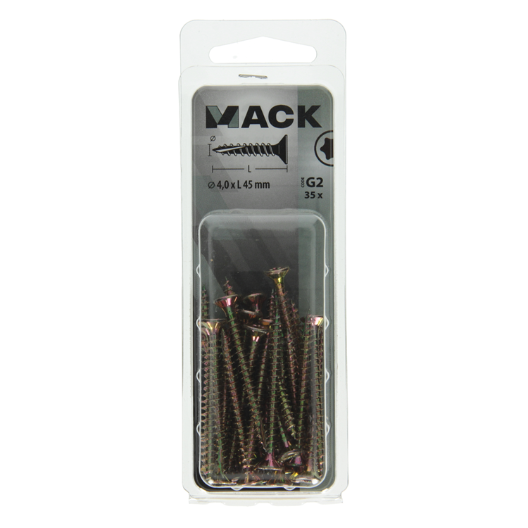Mack 1018012 - spainplschr.vzkop-automontaje chapado en amarillo 35 piezas 4,0 x 45 mm | 5 piezas