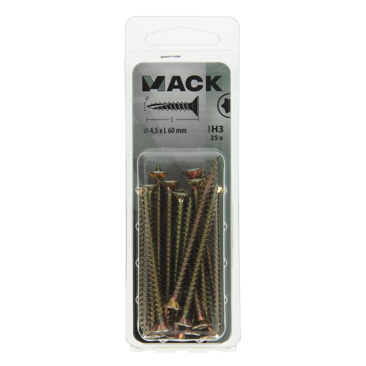 Mack 1018019 - spainplschr.vzkop-automontaje chapado en amarillo 25 piezas 4,5 x 60 mm | 5 piezas