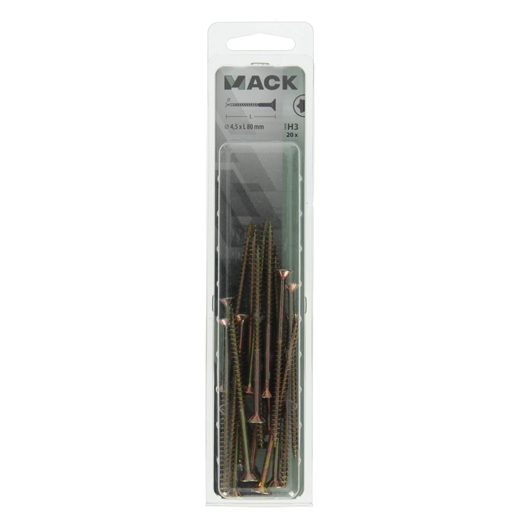 Mack 1018020 - spanplschr.vzkop-automontaje chapado en amarillo 20 piezas 4,5 x 80 mm | 5 piezas
