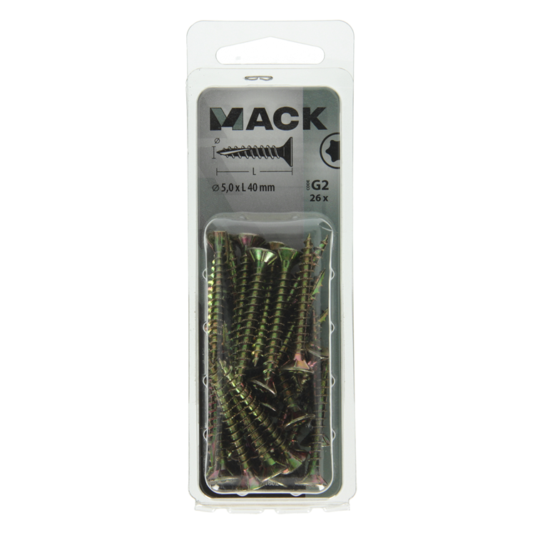 Mack 1018021 - spainplschr.vzkop-automontaje chapado en amarillo 26 piezas 5,0 x 40 mm | 5 piezas