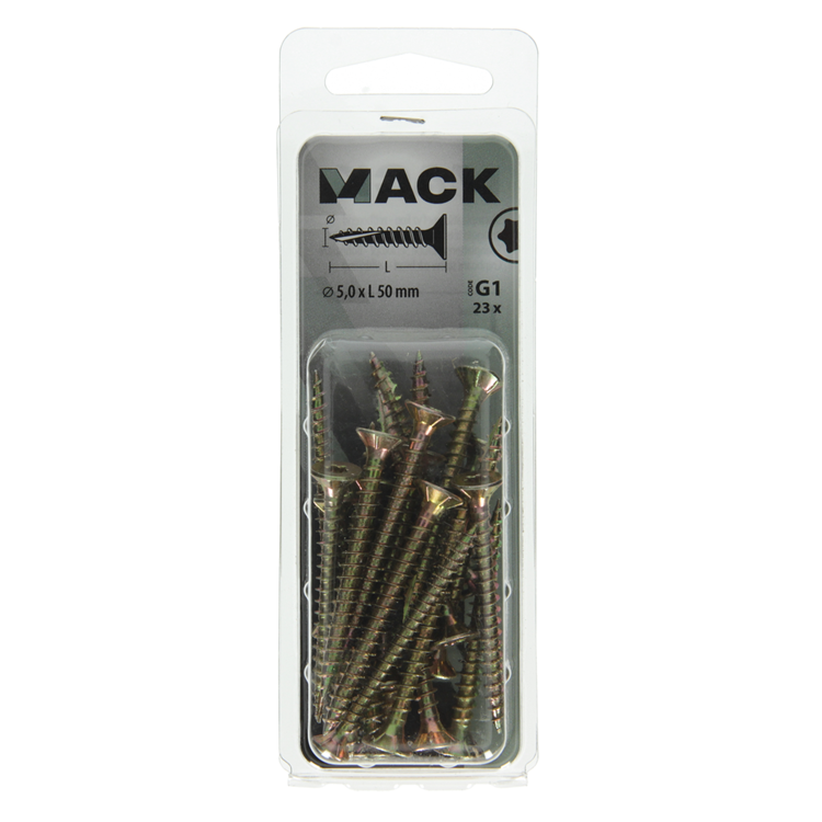 Mack 1018022 - spainplschr.vzkop-automontaje chapado en amarillo 23 piezas 5,0 x 50 mm | 5 piezas