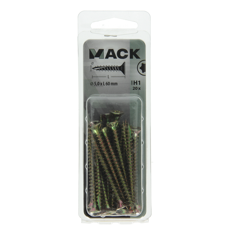Mack 1018023 - spainplschr.vzkop-automontaje chapado en amarillo 20 piezas 5,0 x 60 mm | 5 piezas