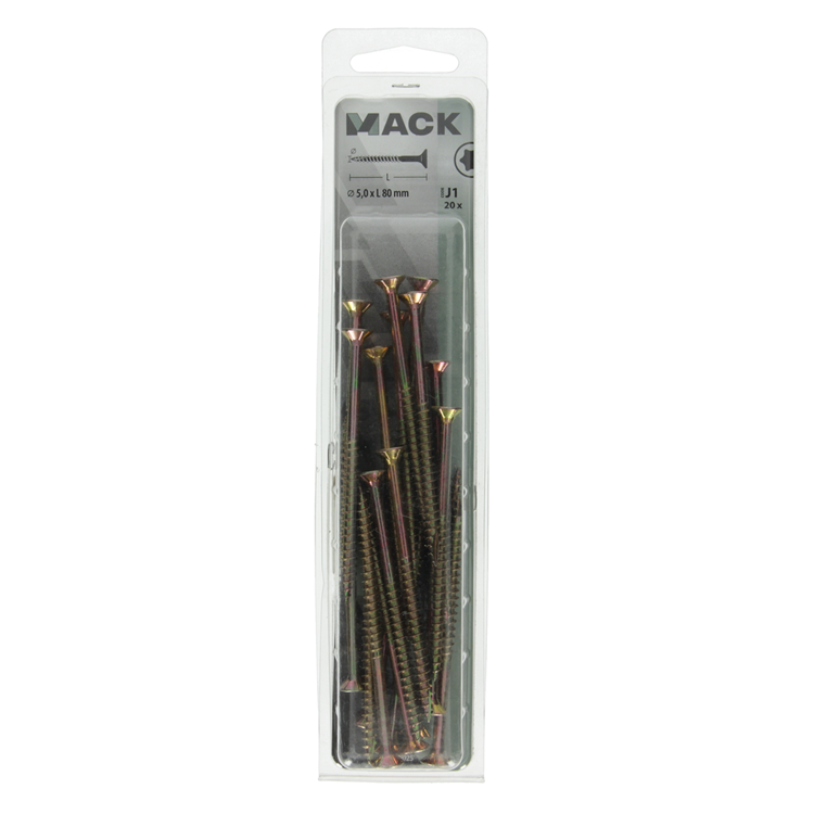 Mack 1018025 - españa plschr.vzkop-automontaje chapado en amarillo 20 piezas 5,0 x 80 mm | 5 piezas