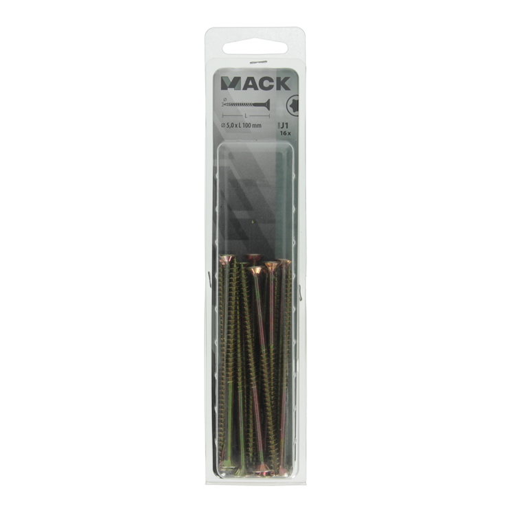 Mack 1018027 - spainplschr.vzkop-automontaje chapado en amarillo 16 piezas 5,0 x 100 mm | 5 piezas