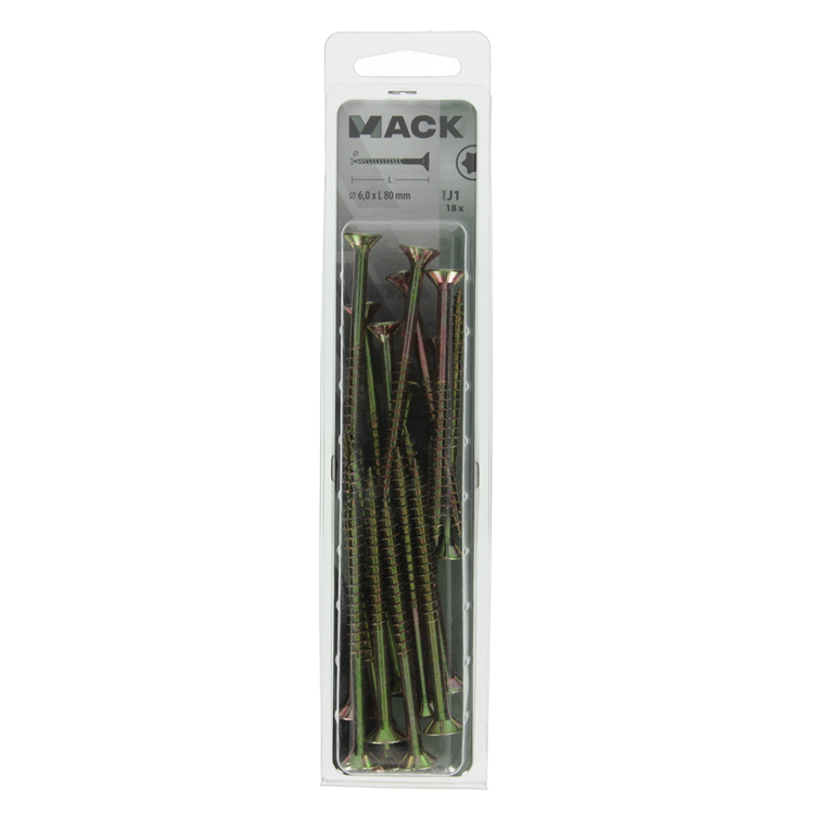 Mack 1018028 - spainplschr.vzkop-automontaje chapado en amarillo 18 piezas 6,0 x 80 mm | 5 piezas