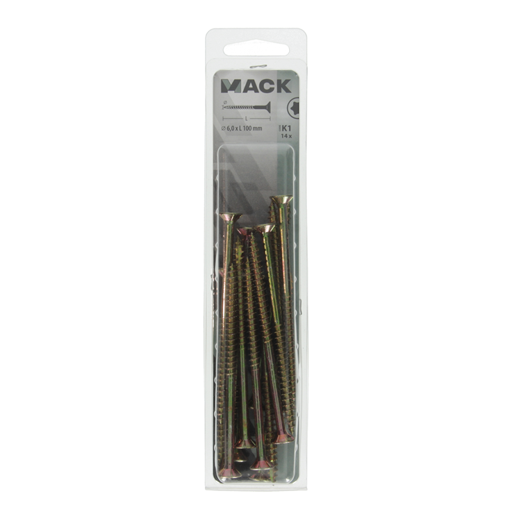 Mack 1018029 - spainplschr.vzkop-automontaje chapado en amarillo 14 piezas 6,0 x 100 mm | 5 piezas