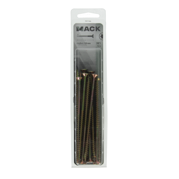Mack 1018030 - españa plschr.vzkop-automontaje chapado en amarillo 12 piezas 6,0 x 120 mm | 5 piezas