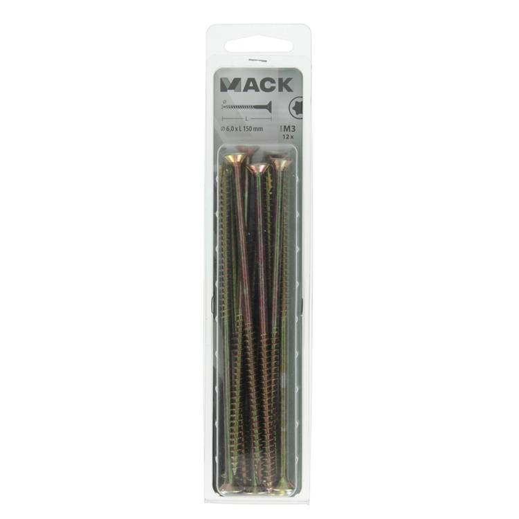 Mack 1018031 - spainplschr.vzkop-automontaje chapado en amarillo 12 piezas 6,0 x 150 mm | 5 piezas