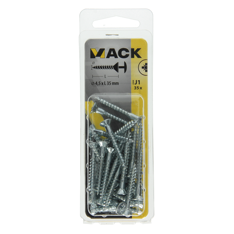 Mack 1018033 - tornillo con cabeza, acero galvanizado. 35 piezas 4,5 x 35 mm | 5 piezas