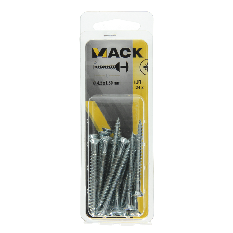 Mack 1018035 - tornillo con cabeza, acero galvanizado. 24 piezas 4,5 x 50 mm | 5 piezas