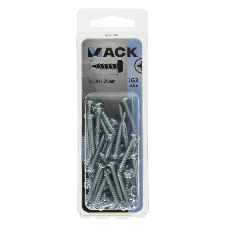 Mack 1018065 - tornillo autorroscante culata galv. 48 piezas 3,9 x 25 mm | 5 piezas