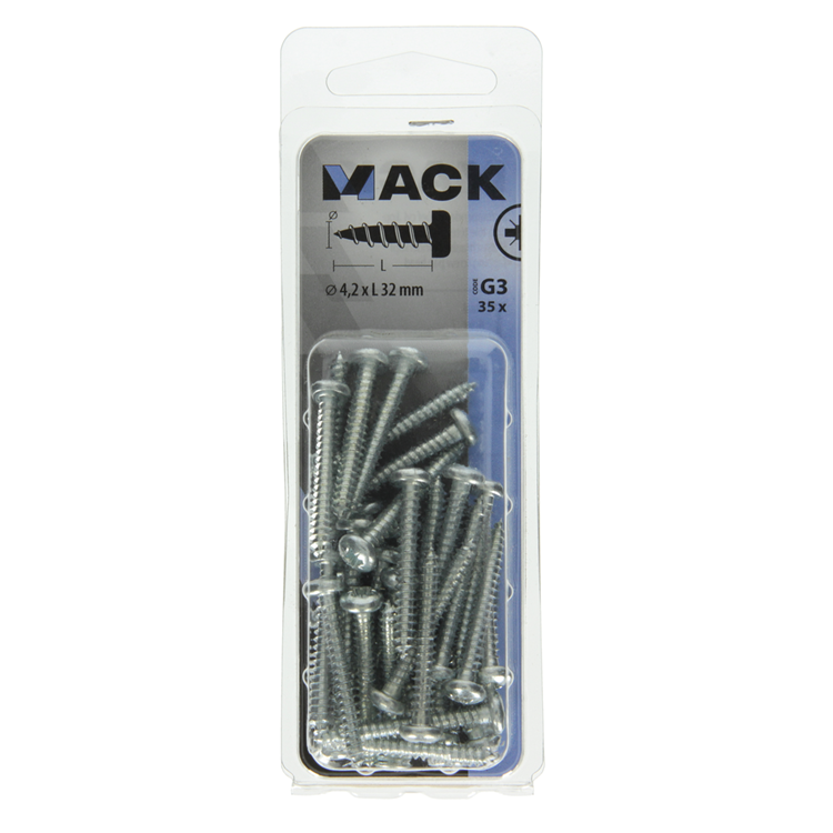 Mack 1018070 - tornillo autorroscante culata galv. 35 piezas 4,2 x 32 mm | 5 piezas