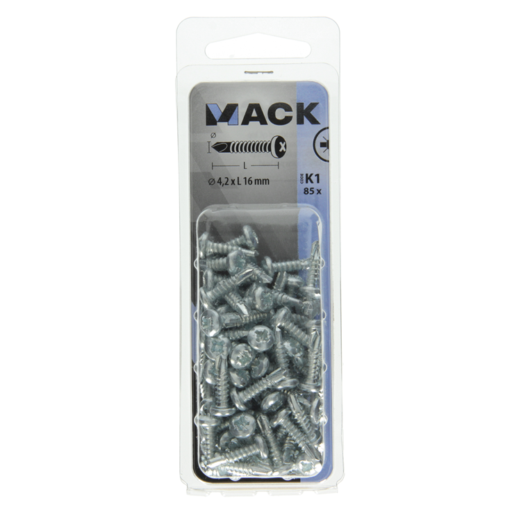 Mack 1018083 - Tornillo autoperforante con culata galvanizada. 85 piezas 4,2 x 16 mm | 5 piezas