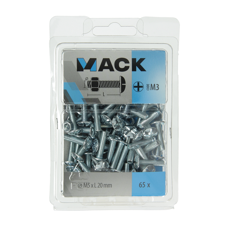 Mack 1018098 - perno calentador + tuerca acero galvanizado 5 piezas m5 x 20 mm | 5 piezas