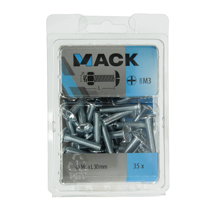 Mack 1018101 - perno estufa + tuerca acero galvanizado 35 piezas m6 x 30 mm | 5 piezas