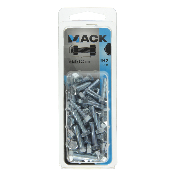 Mack 1018107 - grifo perno + tuerca acero galvanizado 35 piezas m5 x 20 mm | 5 piezas