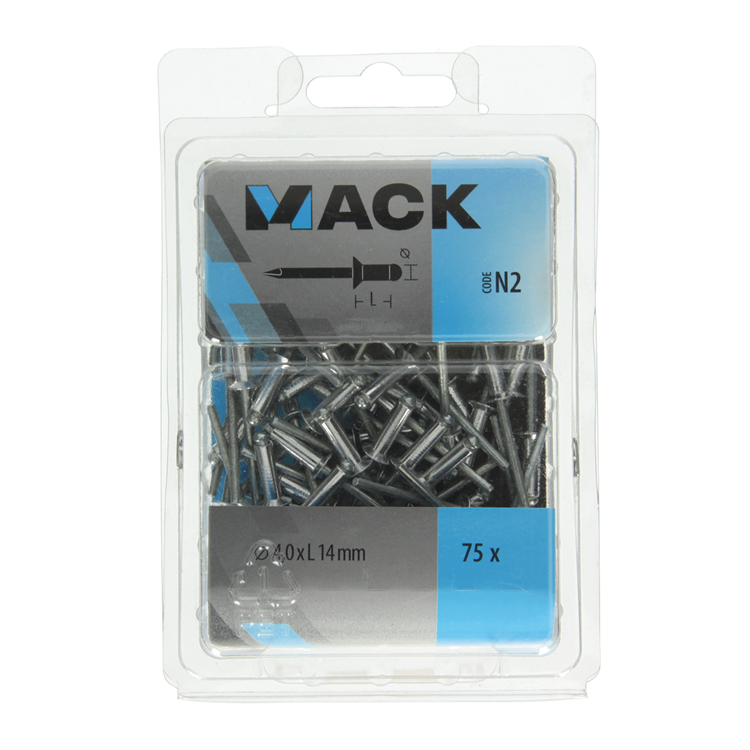 Mack 1020316 - 75 grapas ciegas aluminio 4.0x14mm | 5 piezas