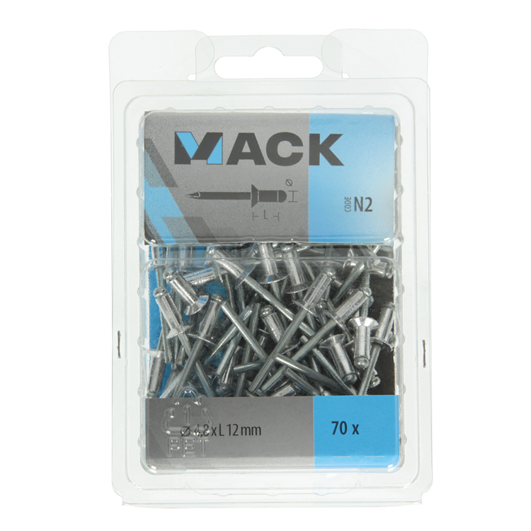 Mack 1020318 - 70 grapas ciegas aluminio 4.8x12mm | 5 piezas