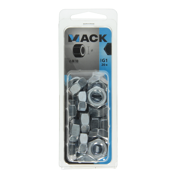 Mack 1018112 - tuerca hexagonal acero galvanizado 20 piezas m 10 | 5 piezas