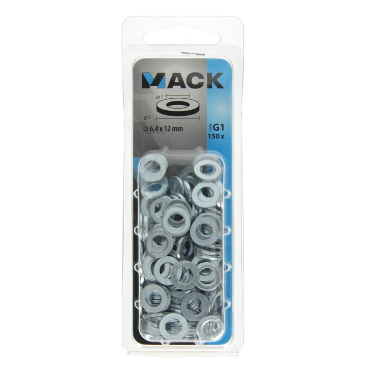 Mack 1018116 - arandela acero galvanizado 150 uds 6,4 x 12 mm | 5 piezas
