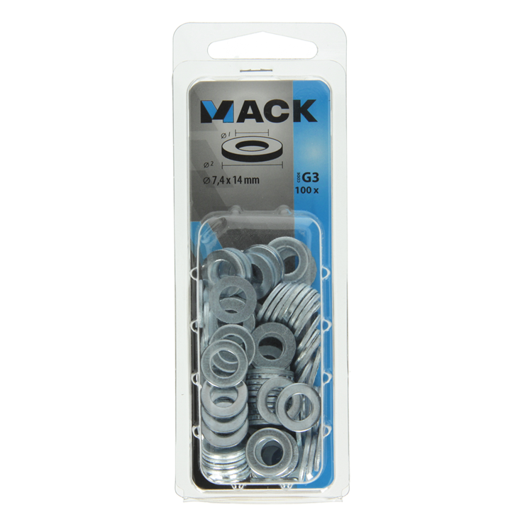 Mack 1018117 - arandela acero galvanizado 100 uds 7,4 x 14 mm | 5 piezas