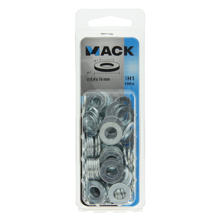 Mack 1018118 - arandela acero galvanizado 100 uds 8,4 x 16 mm | 5 piezas