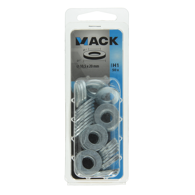 Mack 1018119 - arandela acero galvanizado 50 piezas 10,5 x 20 mm | 5 piezas