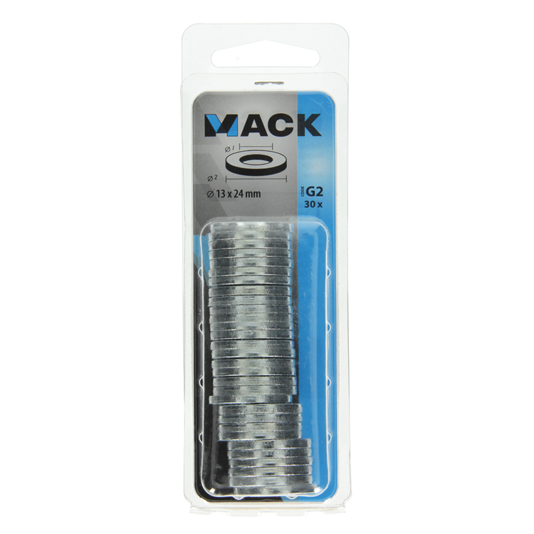 Mack 1018120 - arandela acero galvanizado 30 piezas 13 x 24 mm | 5 piezas