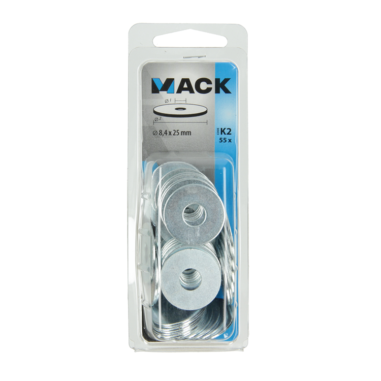 Mack 1018127 - arandela de carrocería galvanizada55 piezas 8,4 x 25 mm | 5 piezas