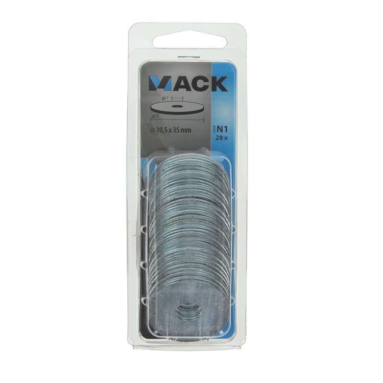 Mack 1018130 - arandela de carrocería galvanizada28 piezas 10,5 x 35 mm | 5 piezas