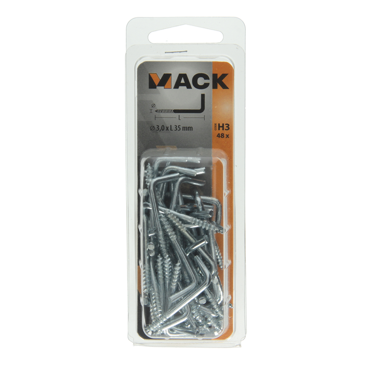 Mack 1018143 - tornillo pulgar acero galvanizado 48 piezas 3,0 x 35 mm | 5 piezas