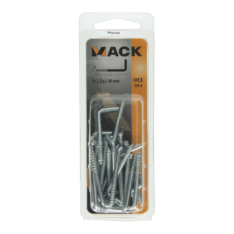 Mack 1018144 - tornillo pulgar acero galvanizado 30 piezas 3,5 x 40 mm | 5 piezas