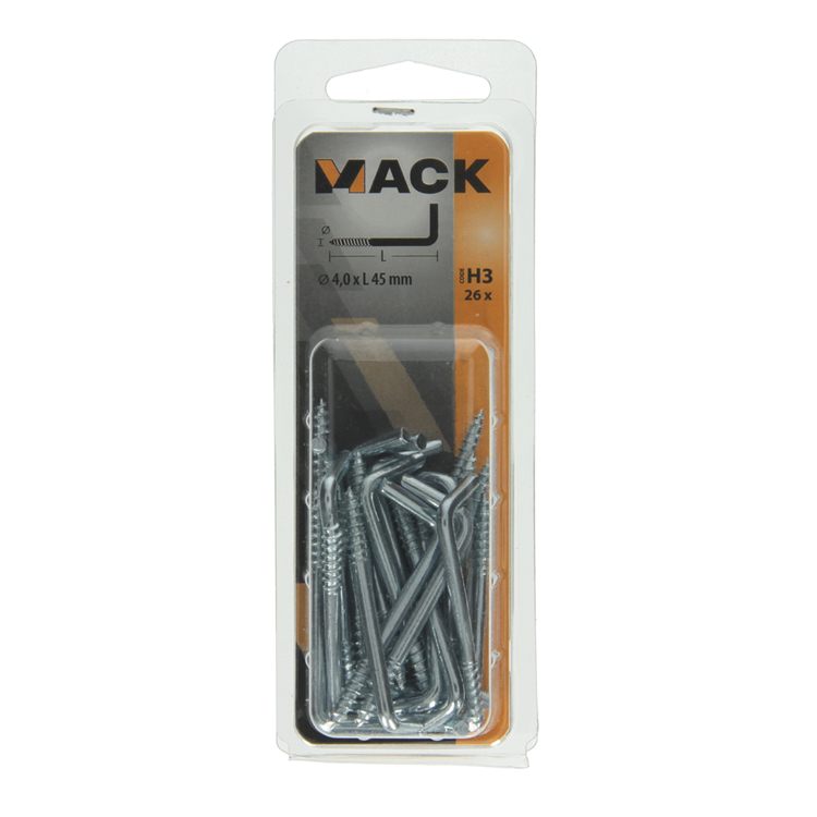 Mack 1018145 - tornillo pulgar acero galvanizado 26 piezas 4,0 x 45 mm | 5 piezas